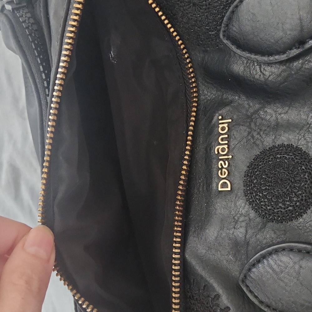 Desigual Black Satchel with Gold Accents - Picture 6 of 6